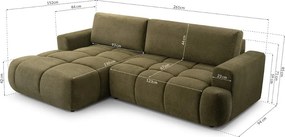 Masseno Narożnik VASTO z funkcją spania i pojemnikiem na pościel Narozniki L, Rozkładana sofa - Szary, VINCI 17