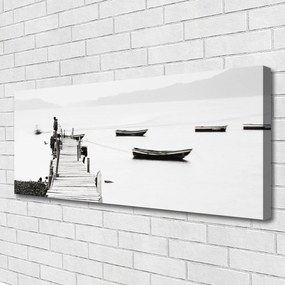 Zdjęcie na płótnie Przystań Łodzi pod Mostem