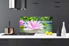 Panel Szklany Kwiat Lotosu na Lustrze Wody