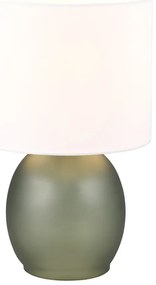 Biało-zielona lampa stołowa z tekstylnym kloszem (wys. 29 cm) Vela – Trio