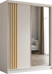 Szafa Przesuwna NELVIA 160 cm z Lustrem Szafa Dwudrzwiowa Biała
