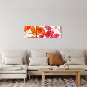 Obraz - Liście pomarańczy (z zegarem) (90x30 cm)