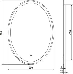 Mexen Elz lustro łazienkowe podświetlane 50 x 70 cm, LED 6000K, antypara - 9802-050-070-611-00
