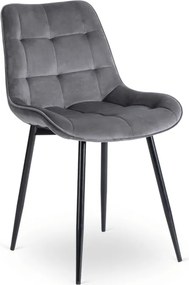 Zestaw Stół Okrągły Rozkładany HARRY 102-142 cm Dąb Craft/Czarny i 4 Krzesła Tapicerowane CHRIS Szare Nowoczesne