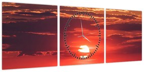 Obraz kolorowego słońca (z zegarem) (90x30 cm)