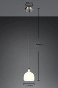 Lampa wisząca w biało-srebrnym kolorze ze szklanym kloszem ø 12 cm Molly – Reality