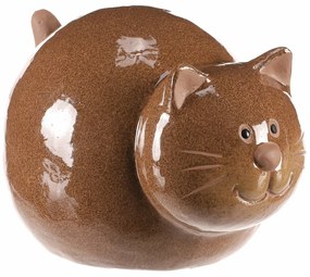 Dekoracja ceramiczna Kot, 18 x 13 x 12 cm, brązowa, 18 cm