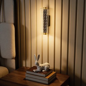 HOMCOM Lampa ścienna LED do wnętrz z geometrycznym wzorem siatki, regulowana, czarna