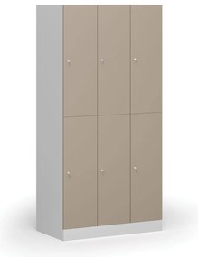Szafka skrytkowa, 6 schowków, 1850 x 900 x 500 mm, demontaż, zamek cylindryczny, drzwi beżowe