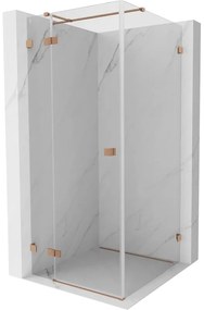 Mexen Lunar T kabina prysznicowa uchylna lewa 80 x 80 cm, transparent, miedź szczotkowana - 834T-080-080-65-00-L