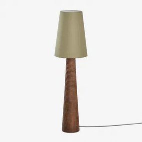 Lampa Podłogowa Z Drewna Mango Malva Sage Green Ø30 Cm - ↑40 Cm Mallorca - Sklum