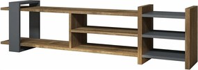 Stojak pod telewizor – 156 cm x 40 cm x 29,6 cm – orzech i antracyt – płyta wiórowa pokryta melaminą