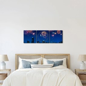 Obraz - Fajerwerki w Miami (z zegarem) (90x30 cm)