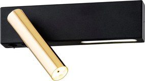 Kinkiet regulowany Jasper lewy czarno-złoty z dwoma włącznikami – LED + G9 lampka do czytania