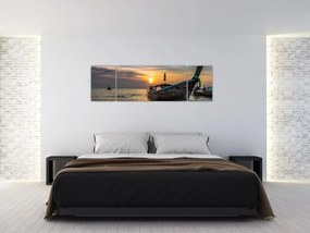 Obraz statku na brzegu (170x50 cm)