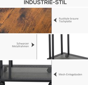 HOMCOM Stolik wózek na kółkach w kształcie litery C Mazerowany dł 51 x szer 36 x wys 65 cm Kolor czarny orzech | Aosom PL