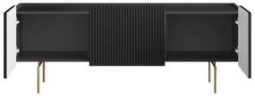 Szafka RTV Malmi 150 cm - czarny mat / złote nóżki