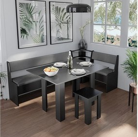 Grupa ławek narożnych czarny 210x120x80 roman