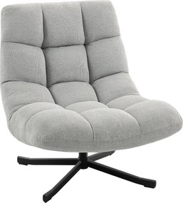 HOMCOM Fotel obrotowy lounge z szerokim siedziskiem, wodoodporna tapicerka chenille, skrzyżowane stalowe nogi, jasnoszary