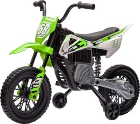 AIYAPLAY Elektryczny Motocykl dla Dzieci z Manualną Kontrolą Przepustnicy, Kołami Treningowymi, Muzyką, Zielony
