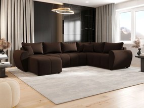 BEDANTE narożnik w kształcie U MOLISA U PLUS Cosmic 800 prawa brązowy z funkcją spania sofa w kształcie litery U z pojemnikiem na pościel