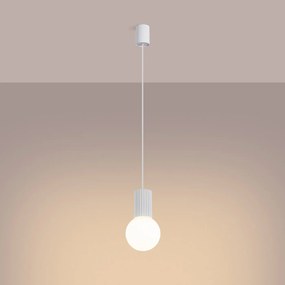 Lampa wisząca HALO 1 biała ryflowana SOLLUX  LIGHTING