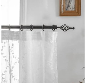 Biała zasłona VINTORA ze wzorem liści 140x250 cm Zawieszanie: Taśma z wiązaniami