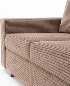 Sofa z Funkcją Spania DRAVOS Ciemnobeżowa Sztruksowa Japandi