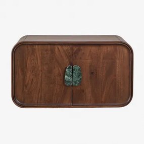 Zestaw Mebli Łazienkowych Z Drewna Mango I Naturalnego Kamienia Kivalina Zielony Marmur Udaipur – Ciemne Drewno Mango - Sklum