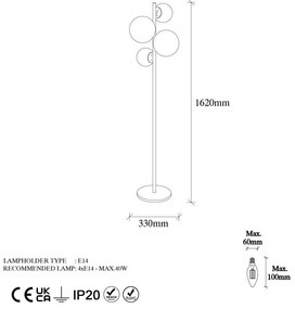 Lampa stojąca w kolorze złota ze szklanym kloszem (wysokość 162 cm) Fazli – Opviq lights