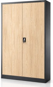 Szafa biurowa metalowa na akta antracytowa / dąb sonoma: Eco Design JAN II, 1150 x 1850 x 400 mm