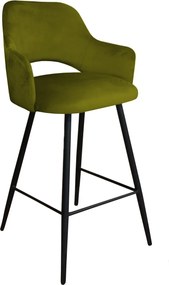 Hoker Milano krzesło barowe tkanina Welur podstawa metalowa : Kolor nogi - Czarna stożek, Kolor tkaniny - VELVET - BL75, Typ siedziska - Siedzisko stałe