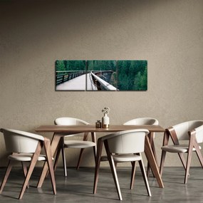 Obraz - Most do wierzchołków drzew (z zegarem) (90x30 cm)