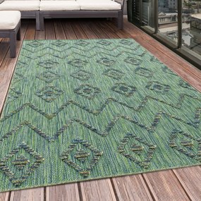 Dywan sznurkowy Bahama 3D Boho zielony 80 cm x 250 cm