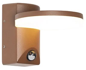 Lampa ścienna zewnętrzna brązowa rdza w tym LED IP54 czujnik ruchu - Esmee