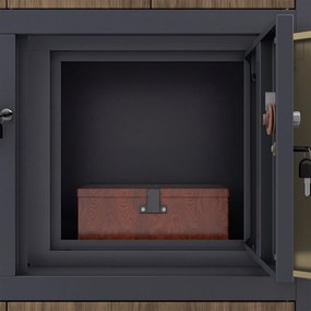 Biurowa szafa metalowa z sejfem antracytowa / orzech: Eco Design FILIP II, 900 x 1850 x 400 mm