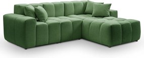 Emporius Napoli narożnik do salonu - gruba pianka, miękki narożnik w nowoczesnym stylu - prawostronny, tkanina aksamitna, zielony (Komodo 61)