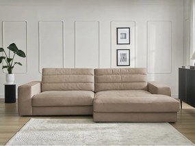 Szarobrązowy aksamitny narożnik (prawostronny/z szezlongiem) Sierra – Bobochic Paris