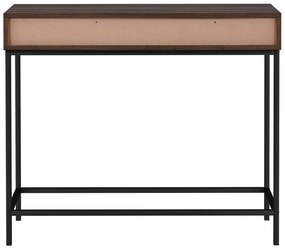 Ciemnobrązowa konsola z blatem w dekorze orzecha 35x90 cm Celine – Støraa