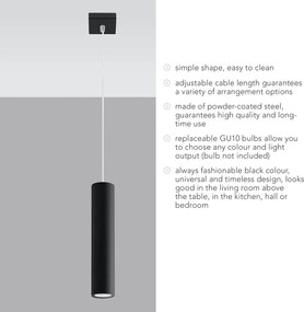 Czarna metalowa lampa wisząca Castro – Sollux