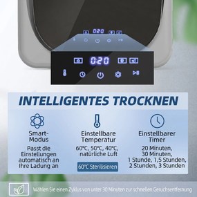 HOMCOM Suszarka wentylacyjna 4 kg z trybem Smart, 800 W, kompaktowa suszarka z bębnem ze stali nierdzewnej, srebrna | Aosom PL