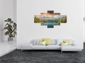 Obraz górskiej rzeki i gór (125x70 cm)