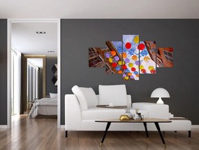 Obraz kolorowych parasoli (125x70 cm)