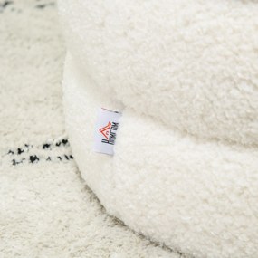 HOMCOM Taboret, Okrągły, Teddy Fleece, Stalowa Rama, do 120kg, Φ40x45H cm, Kremowy