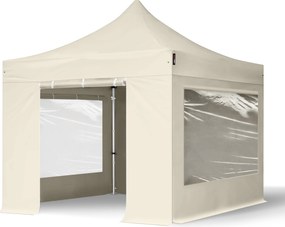 TOOLPORT 3x3 m Namiot Ekspresowy PROFESSIONAL Alu 40 mm, ze ścianami bocznymi, okna panoramiczne , kremowy - (600144)
