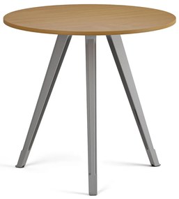 Stolik kawowy PRIMO ZEN, średnica 80 cm, szaro-srebrna podstawa, buk