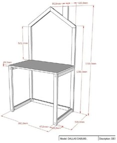 Biurko dziecięce z litego drewna sosnowego 50x80.5 cm DALLAS – Vipack