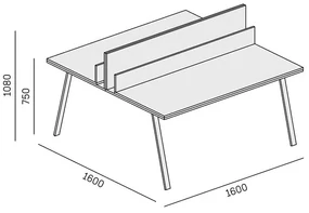 PLAN Biurko DOUBLE LAYERS, z przegrodami, biały