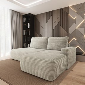 Masseno Narożnik AVINI z funkcją spania i pojemnikiem na pościel Narozniki L, Rozkładana sofa - Jasnoszary, TILIA 83