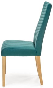 Drewniane krzesło tapicerowane DIEGO 3 dąb miodowy velvet pikowany Pasy MONOLITH 37 ciemny zielony